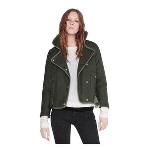 $550 ZADIG AND VOLTAIRE KAWA MOTO BOMBER Jacket Military Coat Warm Winter S